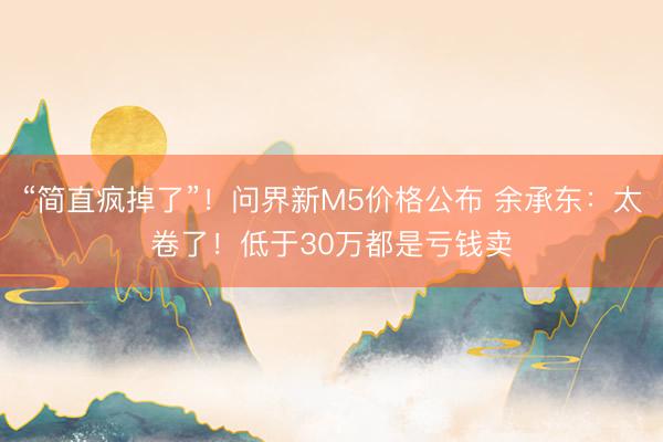 “简直疯掉了”！问界新M5价格公布 余承东：太卷了！低于30万都是亏钱卖