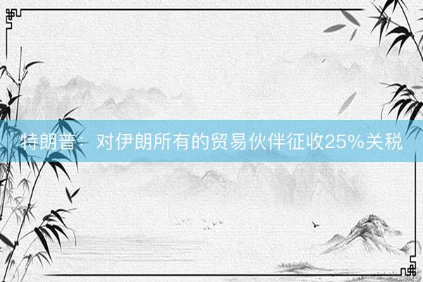 特朗普：对伊朗所有的贸易伙伴征收25%关税