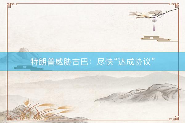 特朗普威胁古巴：尽快“达成协议”