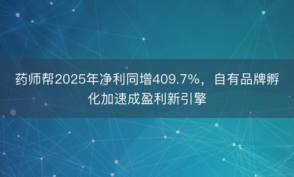 药师帮2025年净利同增409.7%，自有品牌孵化加速成盈利新引擎