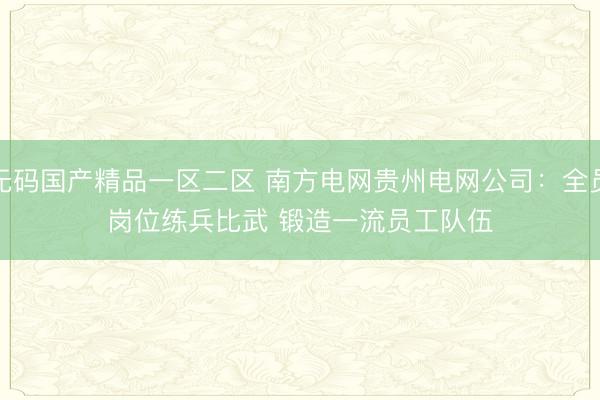 无码国产精品一区二区 南方电网贵州电网公司：全员岗位练兵比武 锻造一流员工队伍