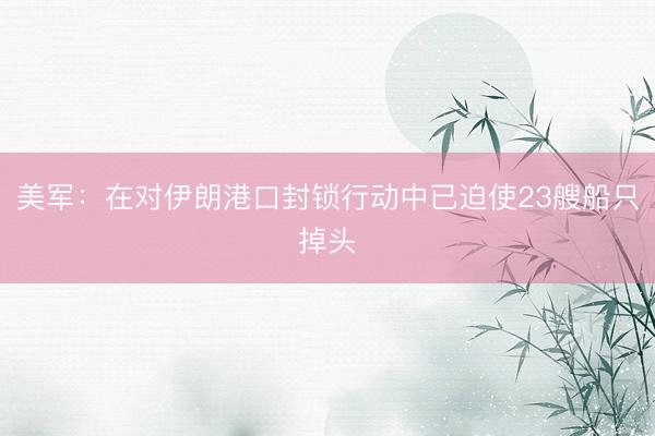 美军：在对伊朗港口封锁行动中已迫使23艘船只掉头