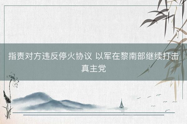 指责对方违反停火协议 以军在黎南部继续打击真主党