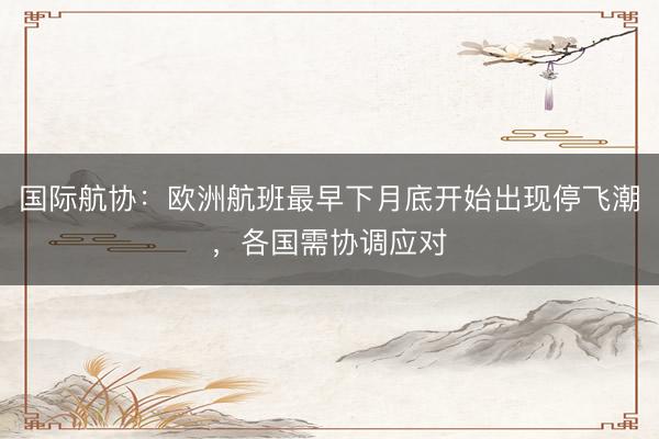 国际航协：欧洲航班最早下月底开始出现停飞潮，各国需协调应对