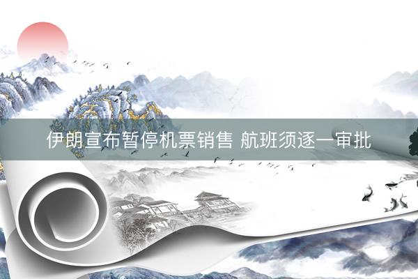 伊朗宣布暂停机票销售 航班须逐一审批