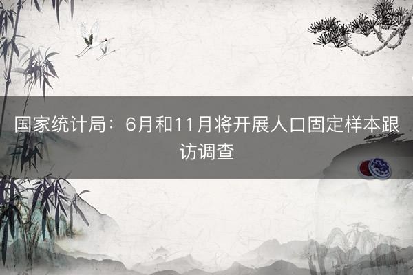 国家统计局：6月和11月将开展人口固定样本跟访调查