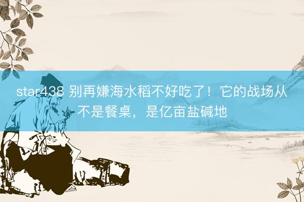 star438 别再嫌海水稻不好吃了！它的战场从不是餐桌，是亿亩盐碱地