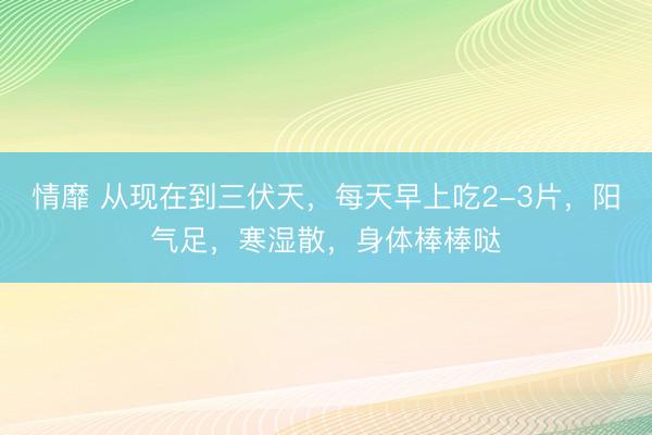情靡 从现在到三伏天，每天早上吃2-3片，阳气足，寒湿散，身体棒棒哒