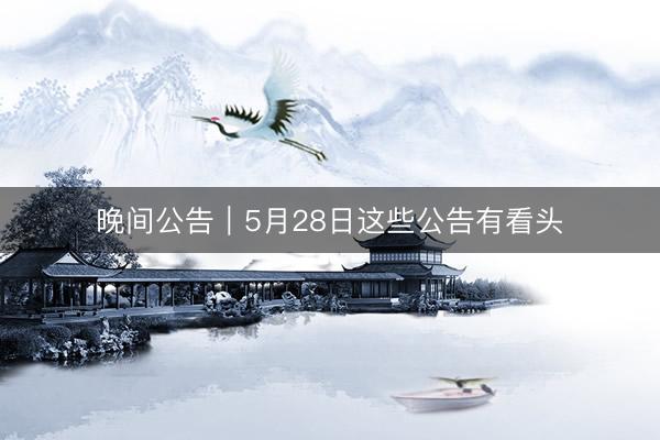 晚间公告｜5月28日这些公告有看头