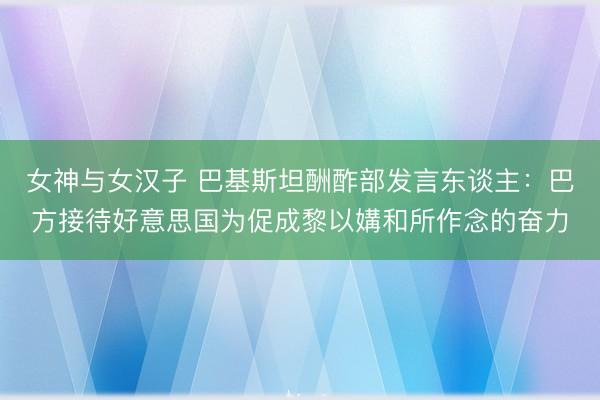 女神与女汉子 巴基斯坦酬酢部发言东谈主：巴方接待好意思国为促成黎以媾和所作念的奋力