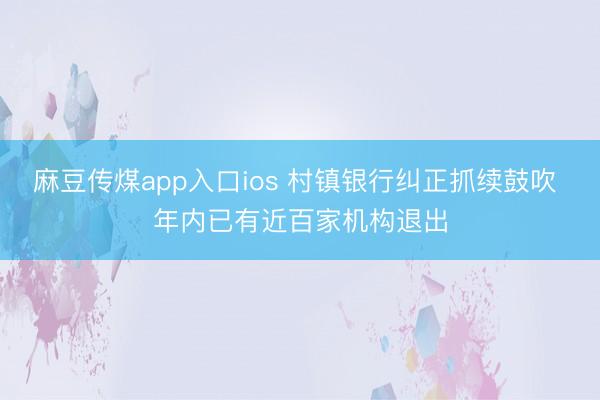 麻豆传煤app入口ios 村镇银行纠正抓续鼓吹 年内已有近百家机构退出