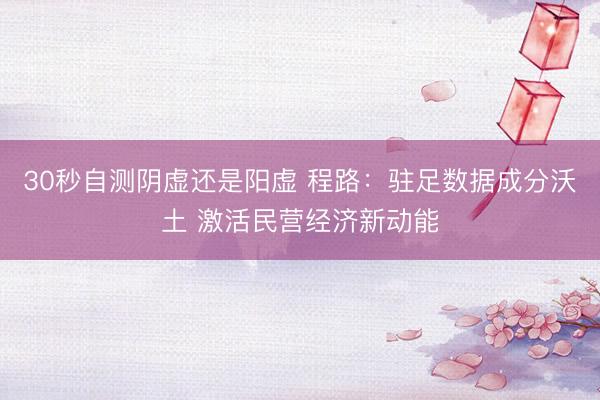 30秒自测阴虚还是阳虚 程路：驻足数据成分沃土 激活民营经济新动能