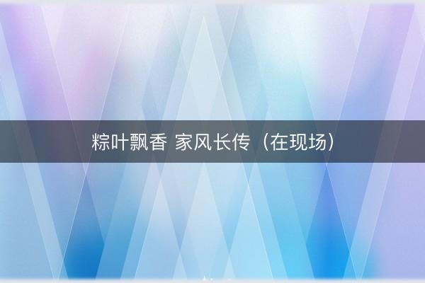 粽叶飘香 家风长传（在现场）